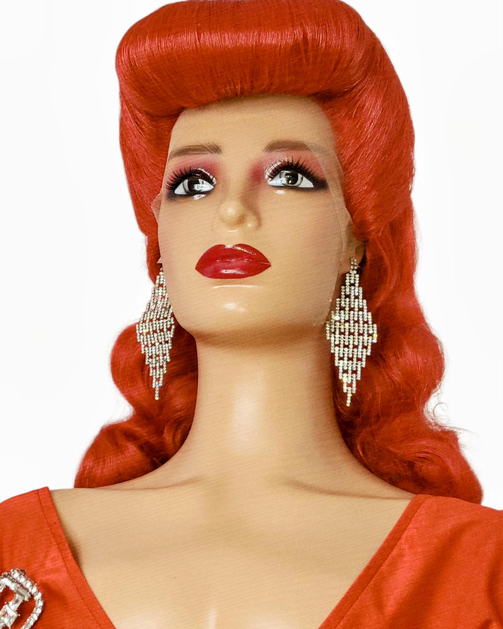 Red Pin Up Vintage Roll Wig.