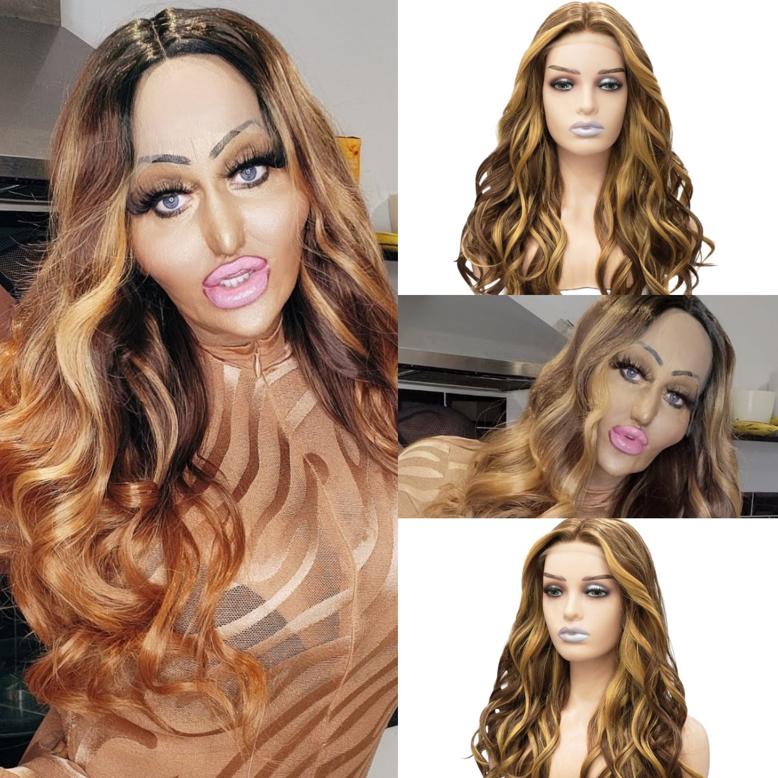 Wavy Caramel Ginger T Part Lace Front Wig Angie Celebwigs 7916