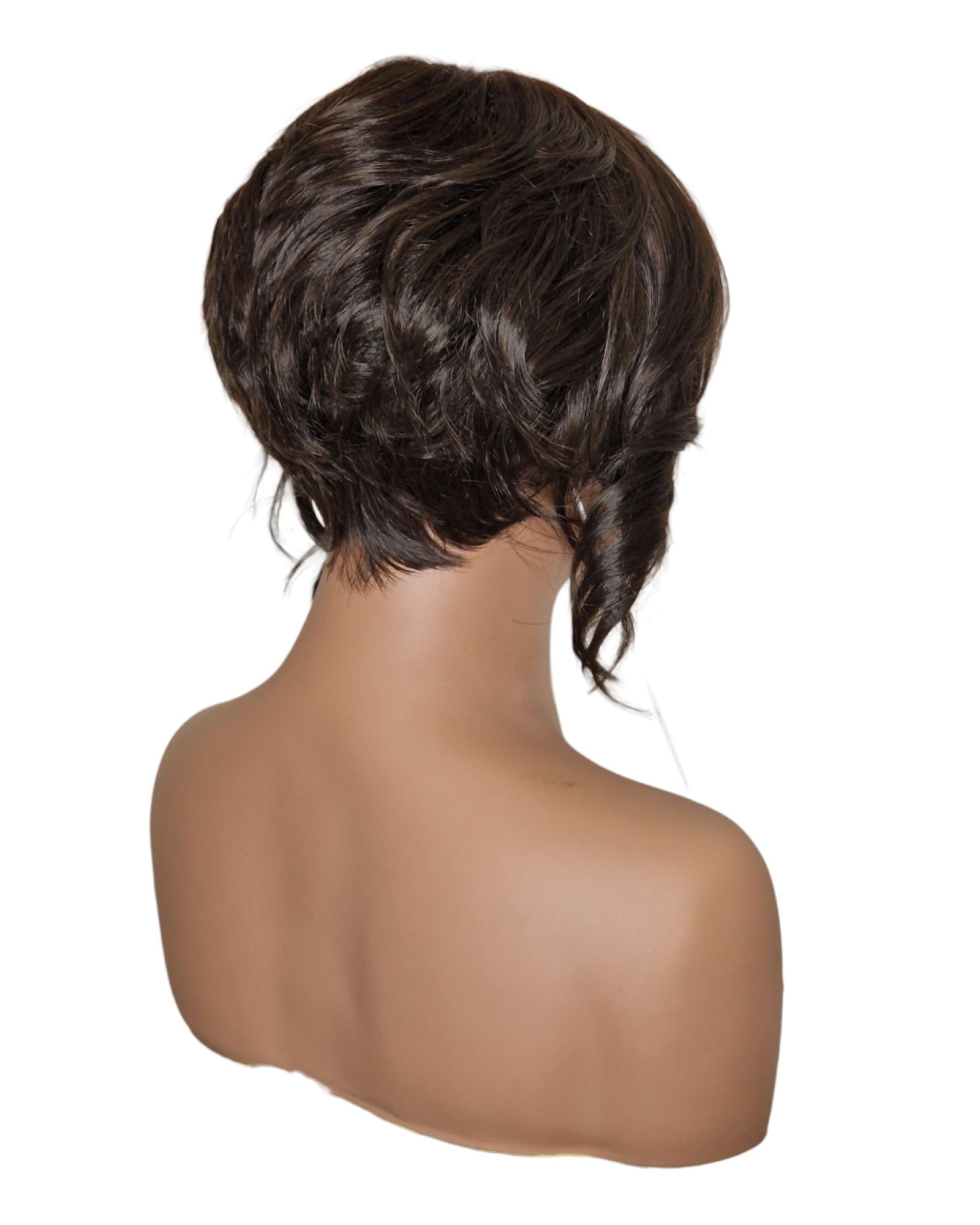 Dark Brown Faux Up Do Bob Wig. Rose.