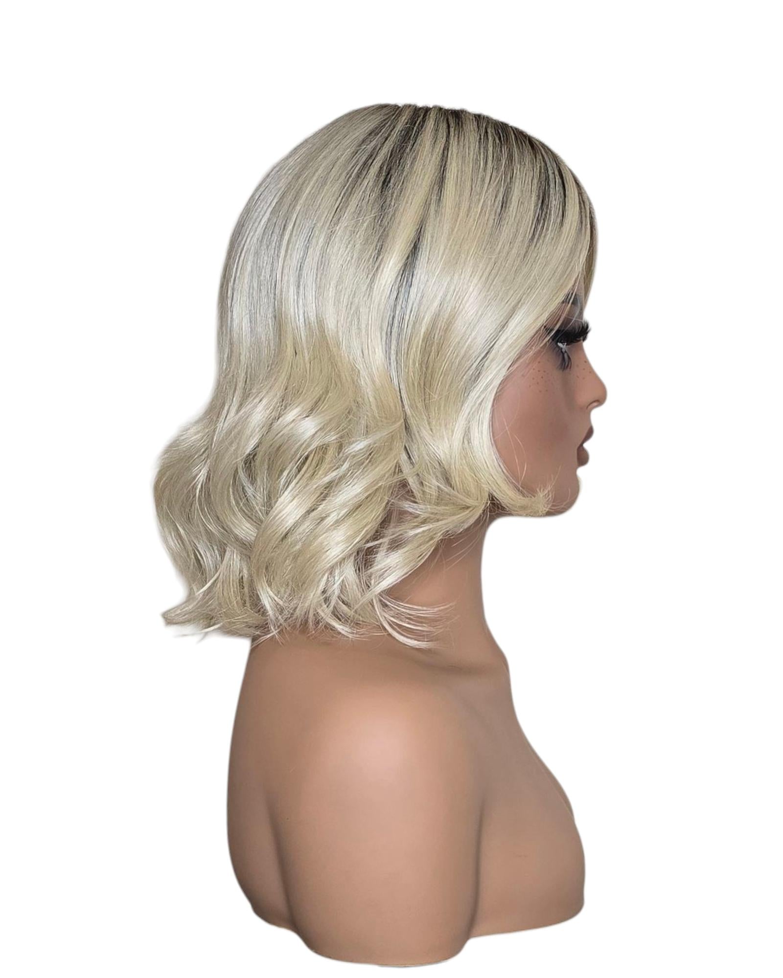 Platinum Blonde Wavy Bob Wig. Abbi