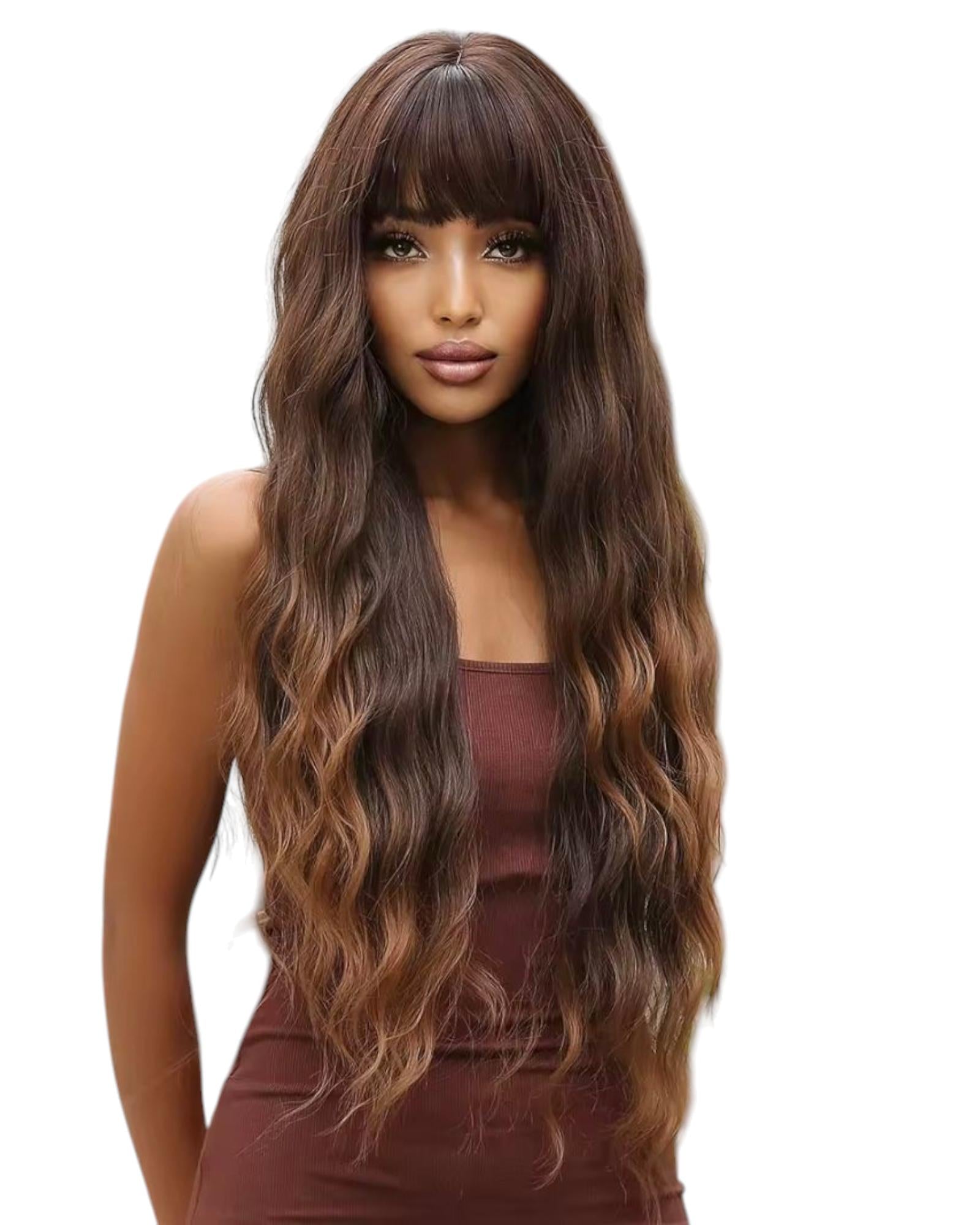 Brown Ombre Long Wavy Wig. Ndyah
