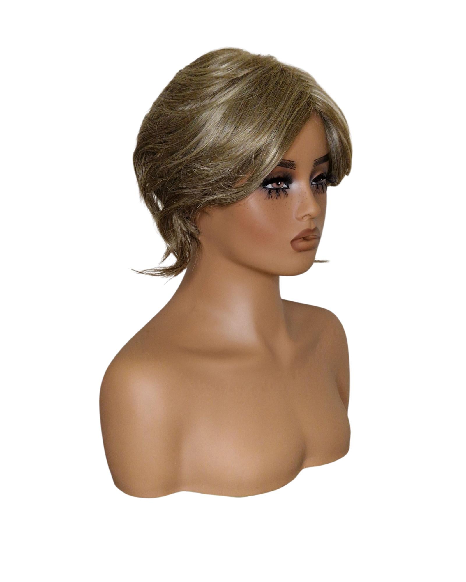 Silver Blonde Faux Up Do Bob Wig. Rose.