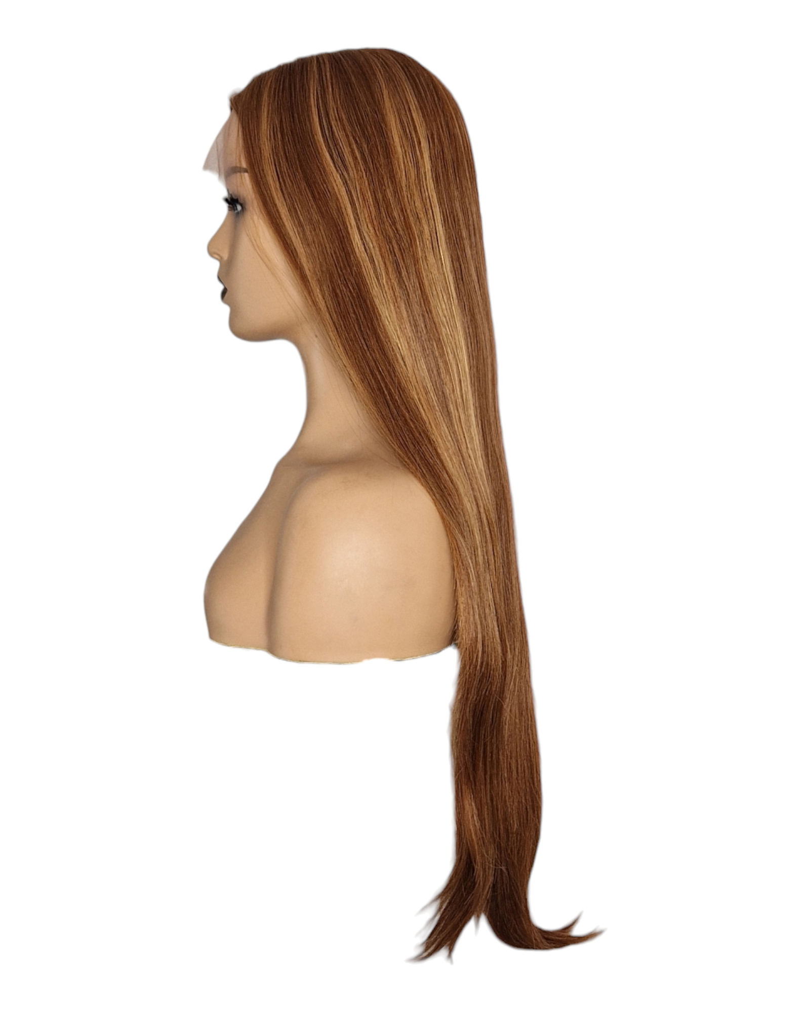 Caramel Streaked Long Straight T Part Lace Front Wig. Yara