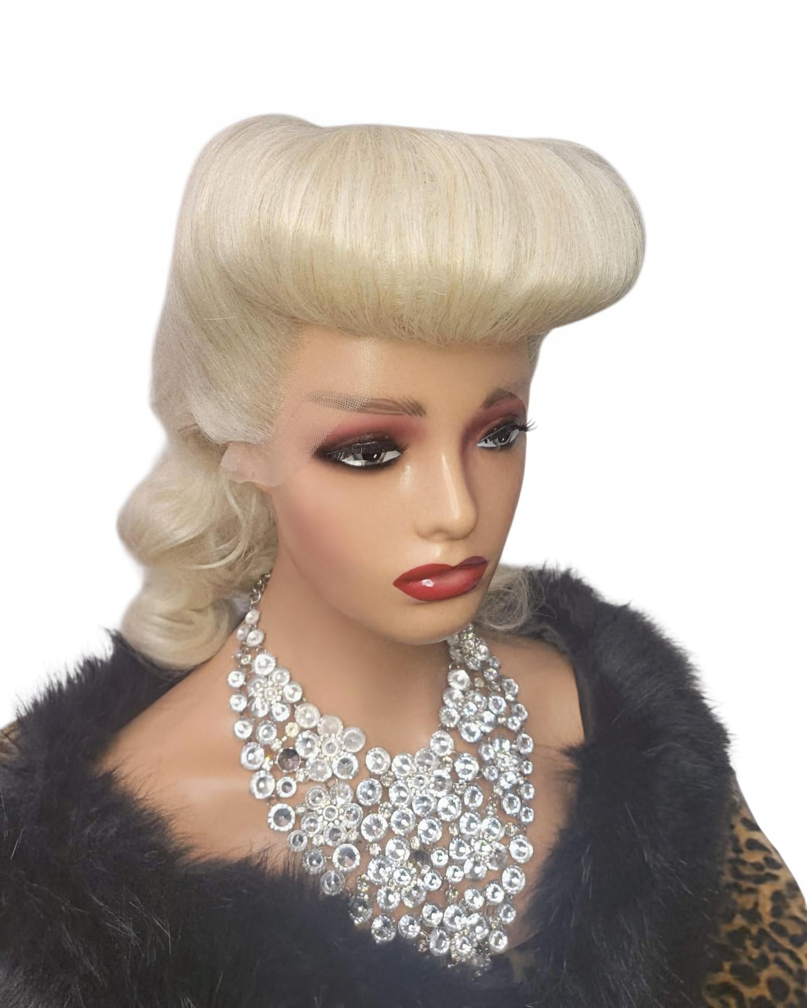 Platinum Blonde Pin Up Vintage Roll Wig. Hotstuff