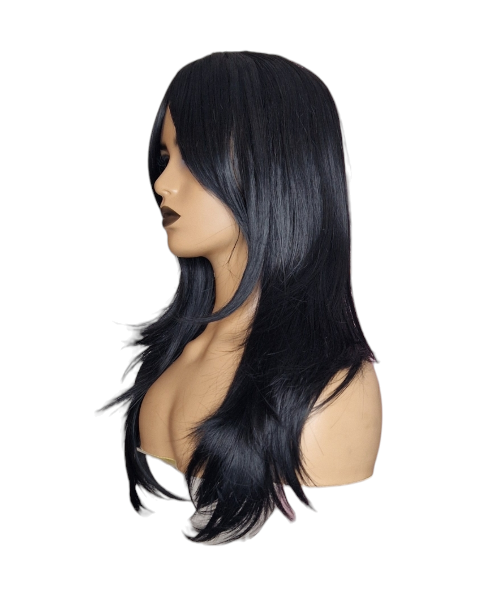 Black Long Layered Wig with Fringe. Ally