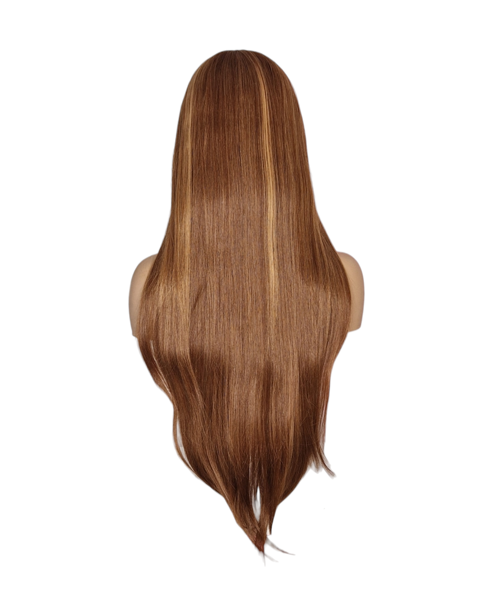 Caramel Streaked Long Straight T Part Lace Front Wig. Yara