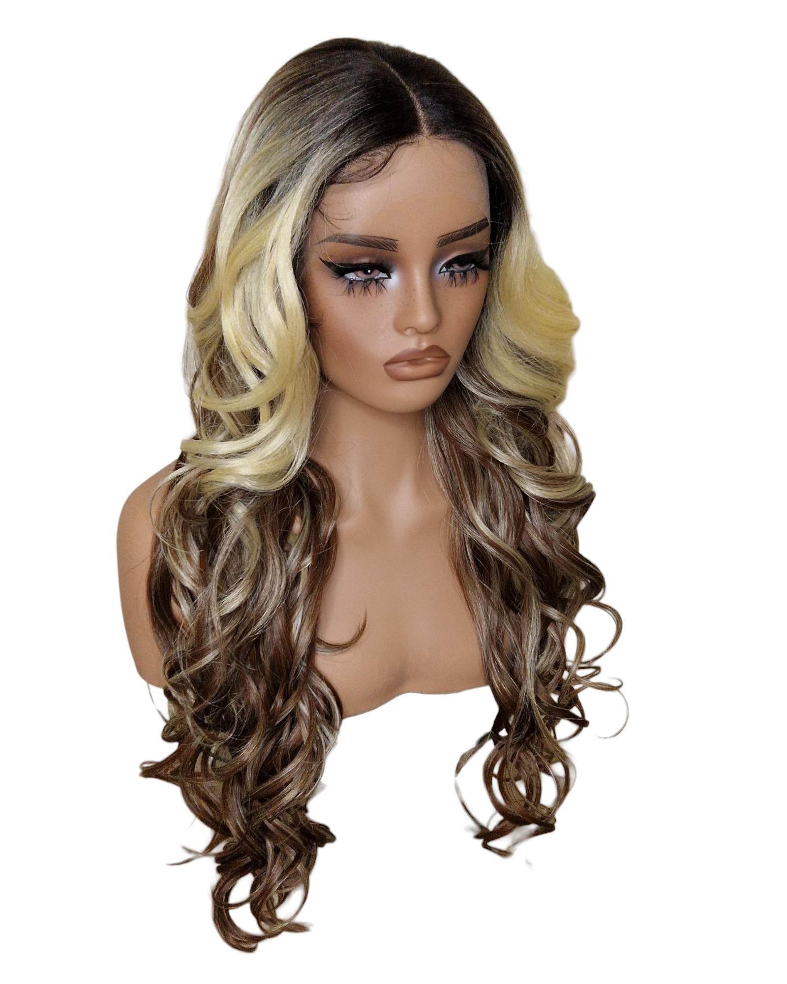 Brown Blonde Wavy Lace Front Wig. Echo