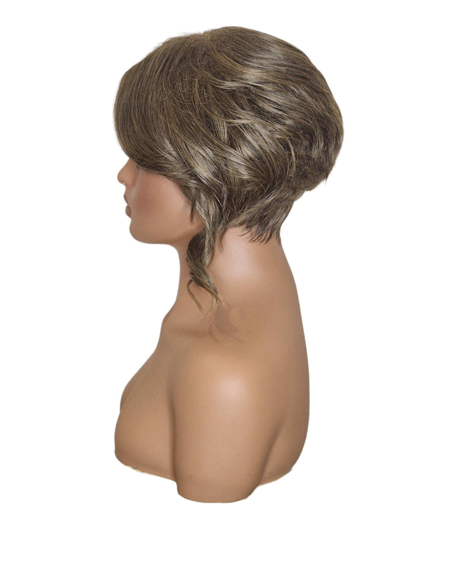 Autumn Blonde Faux Up Do Bob Wig. Rose.