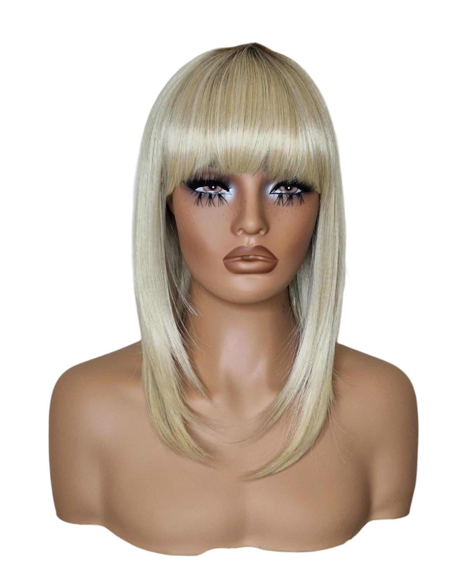 Platinum Blonde Asymmetric Bob Wig. Alix