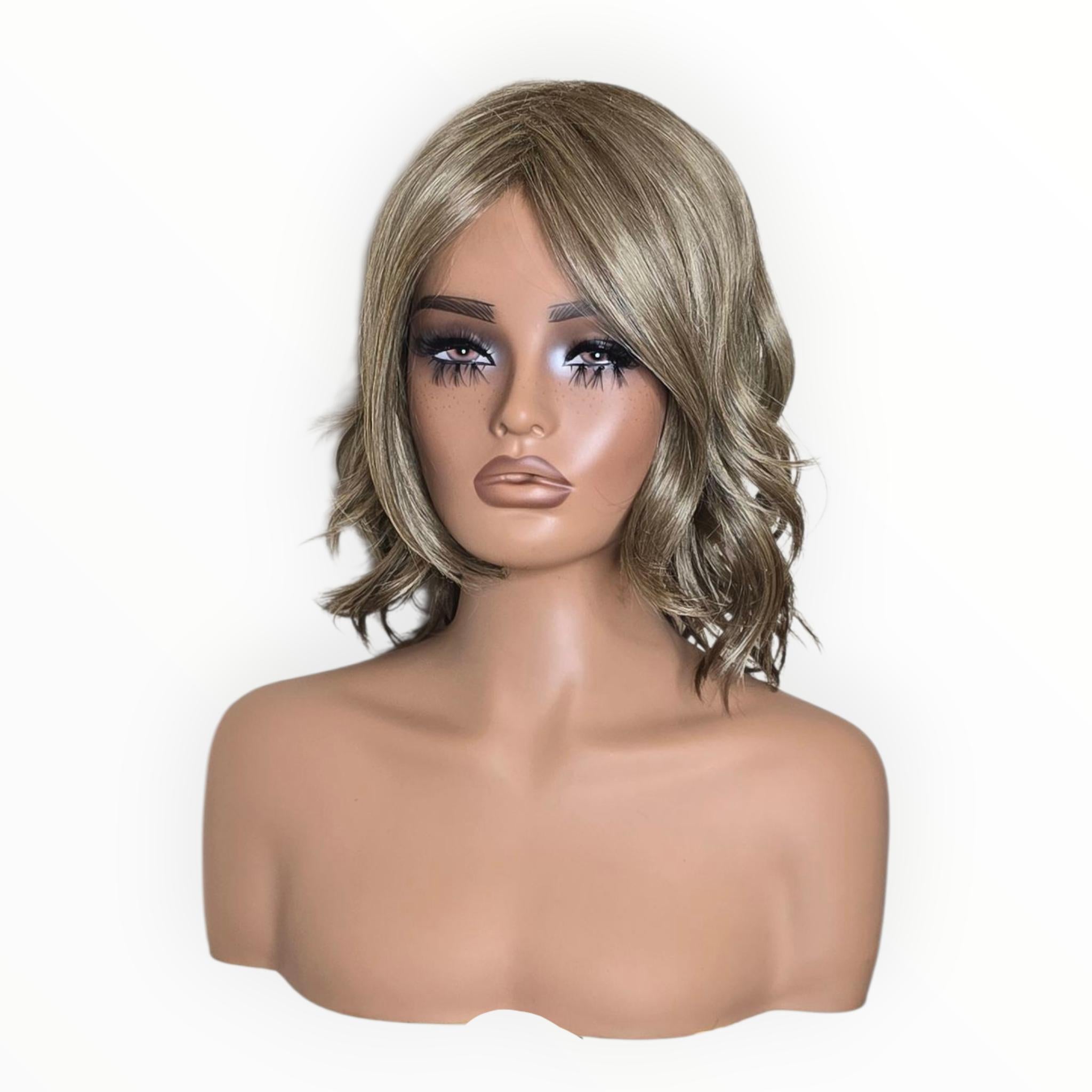 Silver Ash Blonde Wavy Bob Wig. Abbi