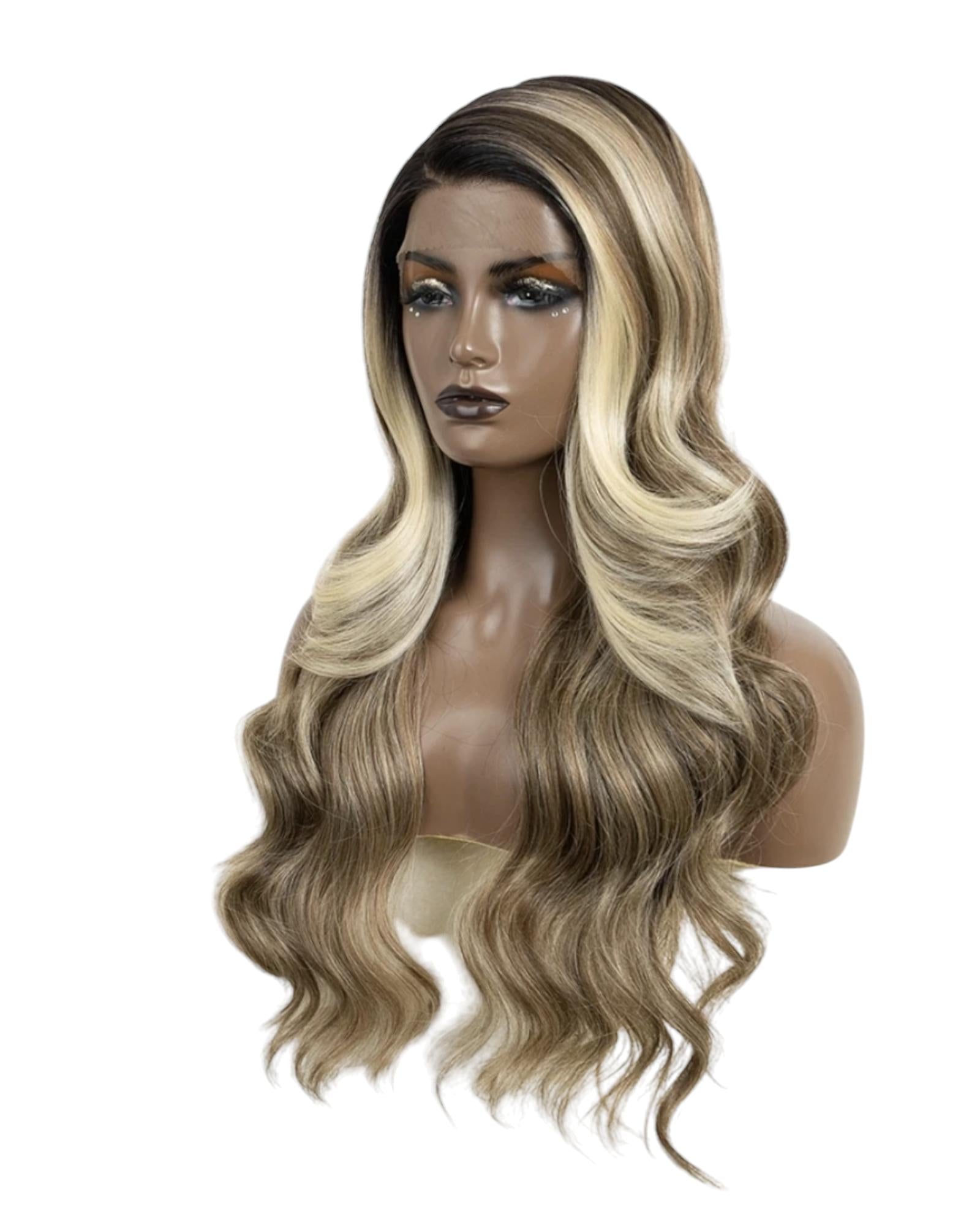 Streaked Blonde Side Part Lace Wig . Zina