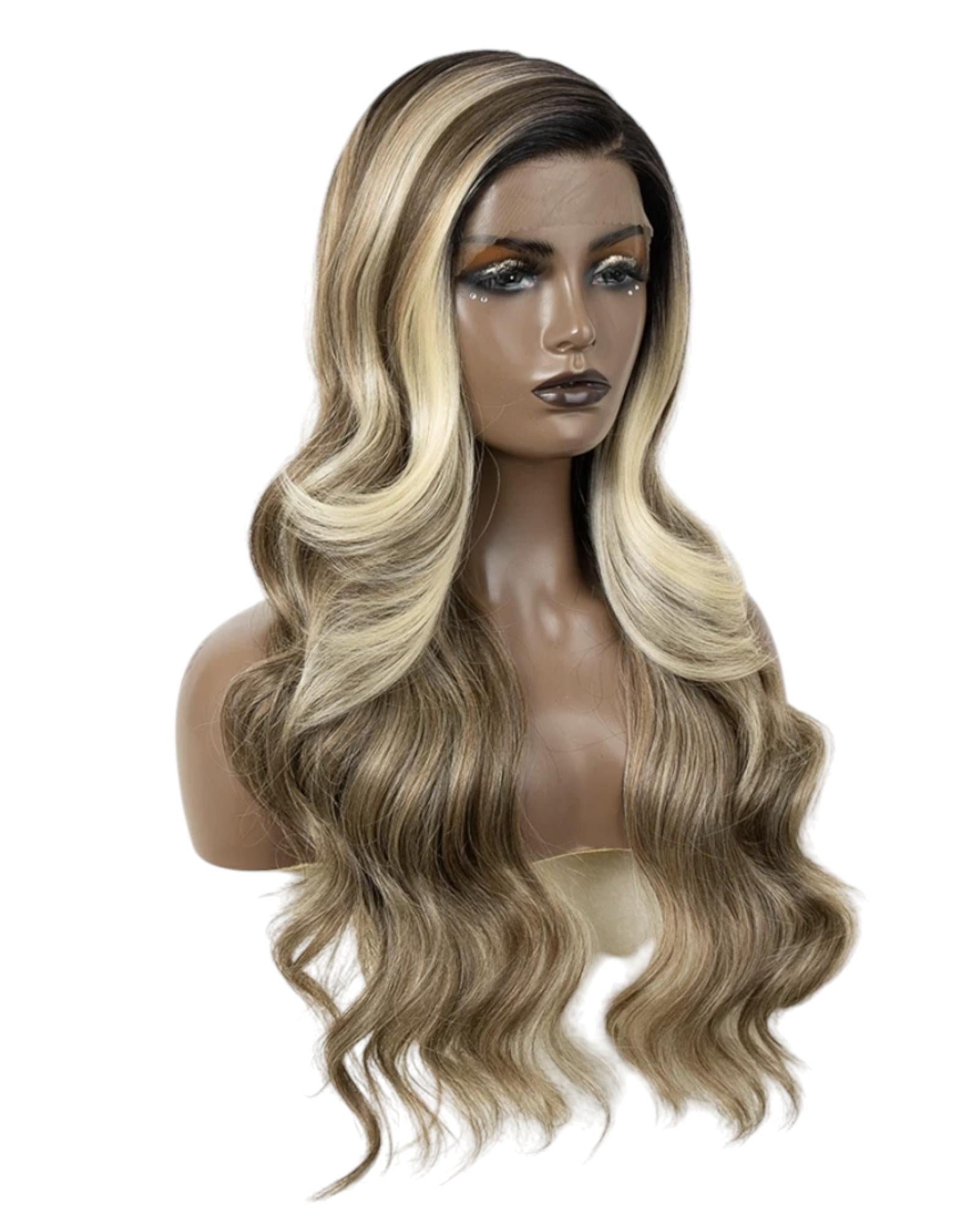 Streaked Blonde Side Part Lace Wig . Zina