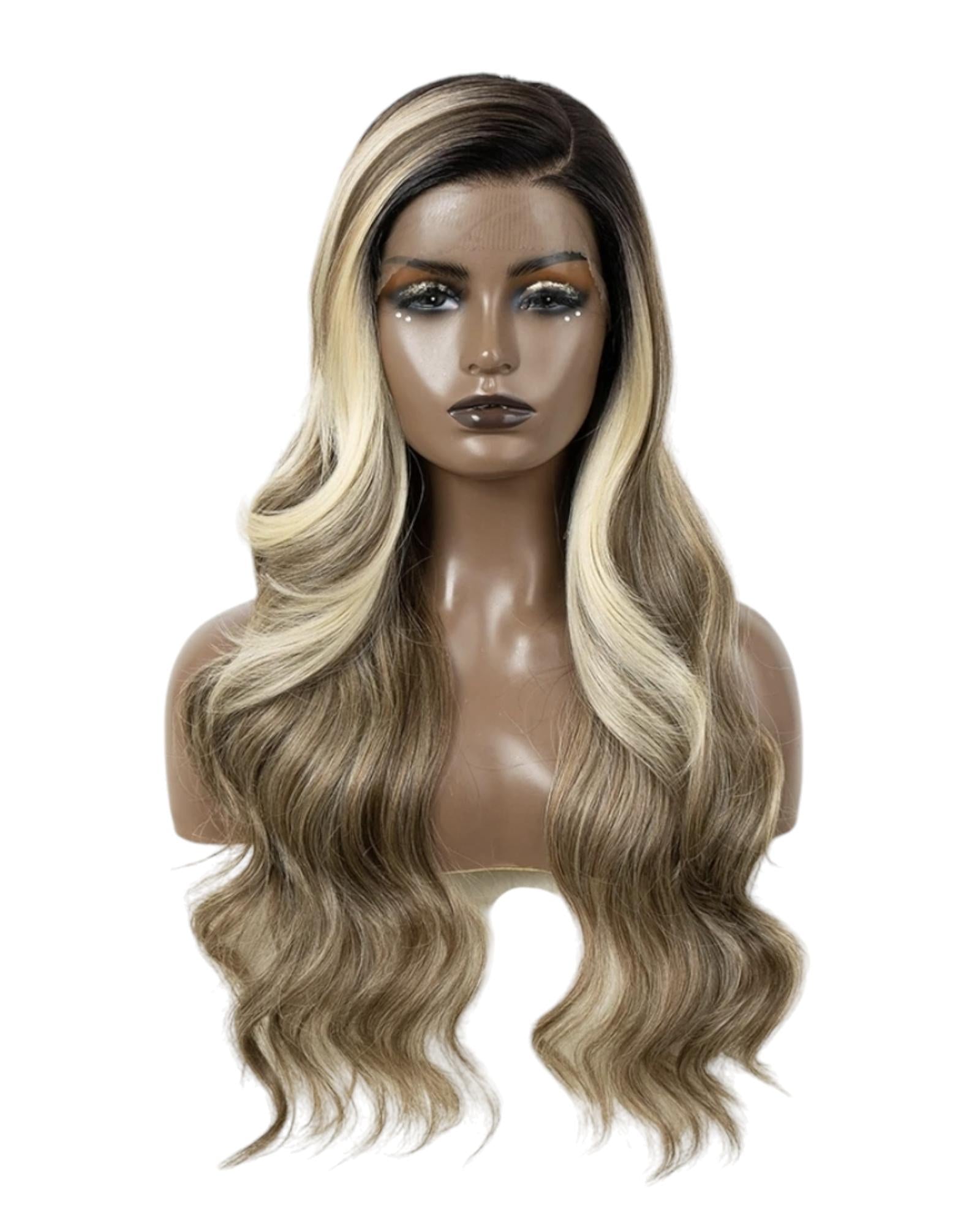 Streaked Blonde Side Part Lace Wig . Zina