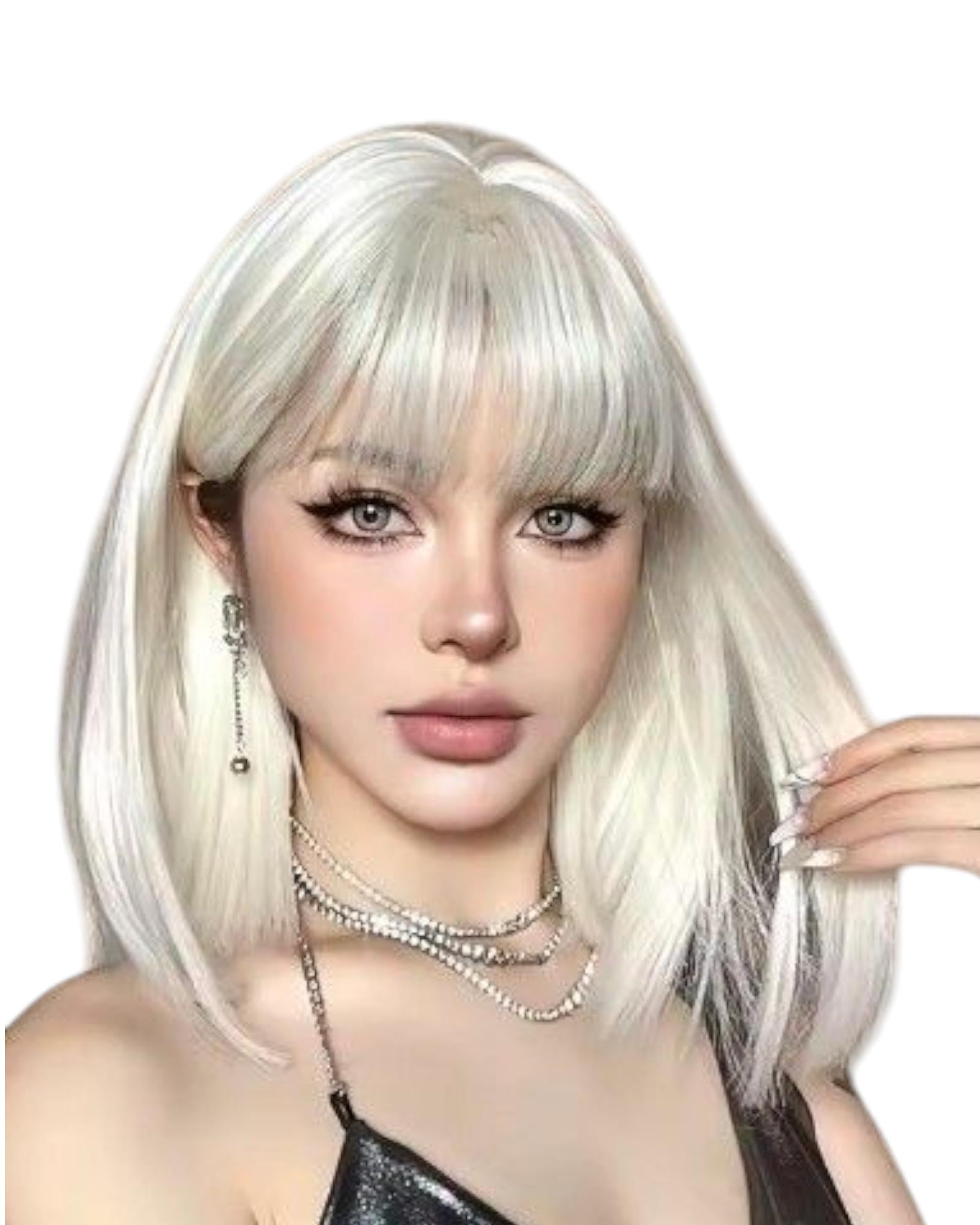 White Blonde Bob Style Wig. Kendall