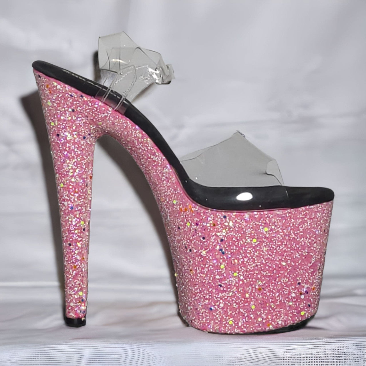 Pink Glitz Glitter Platform Stiletto Sandals