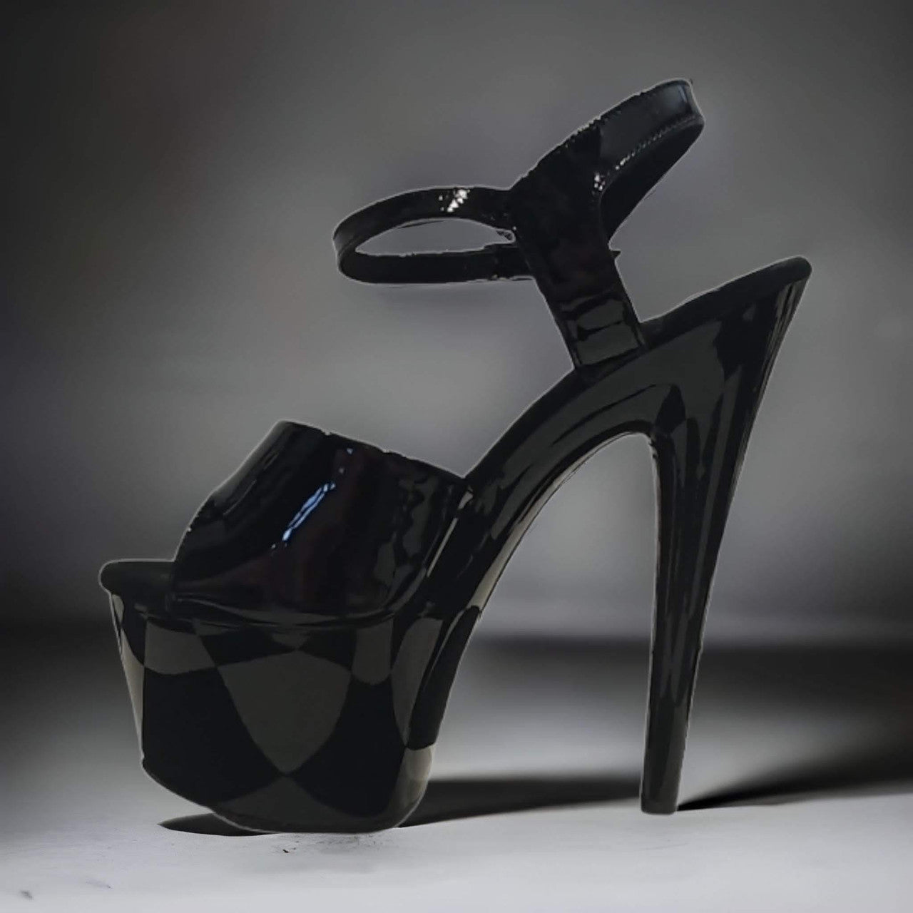 Black Patent Platform Stiletto Sandals