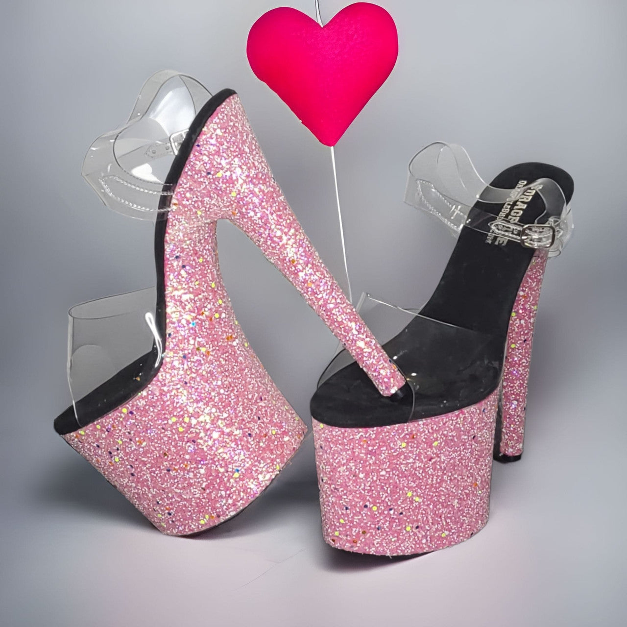 Pink Glitz Glitter Platform Stiletto Sandals