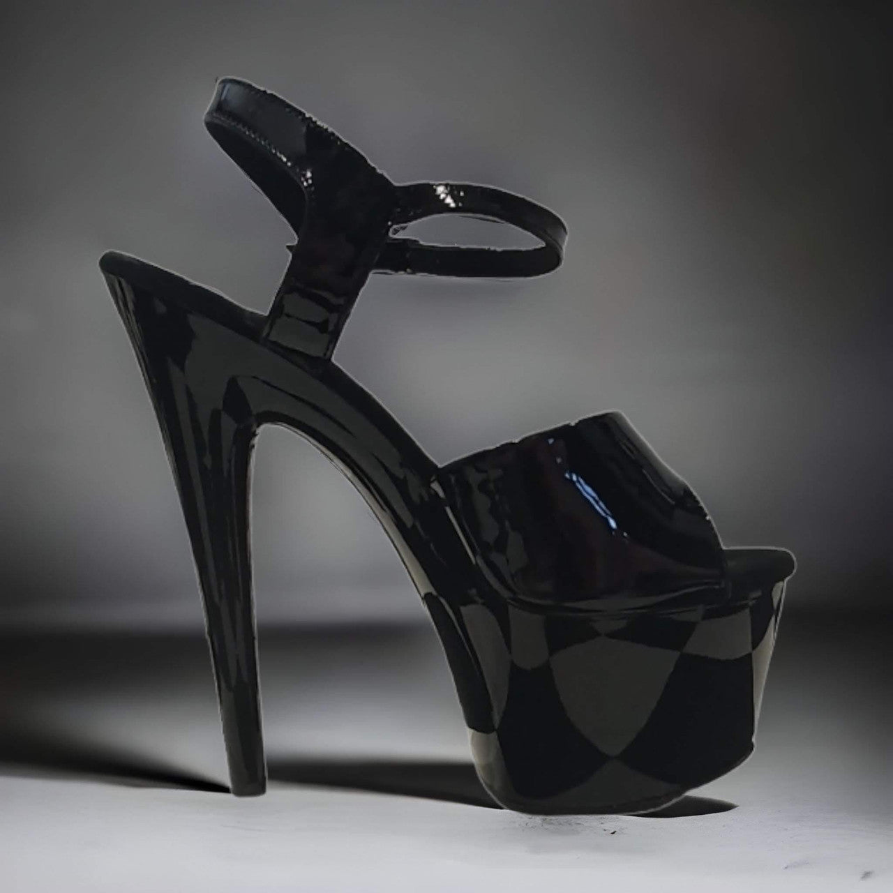 Black Patent Platform Stiletto Sandals