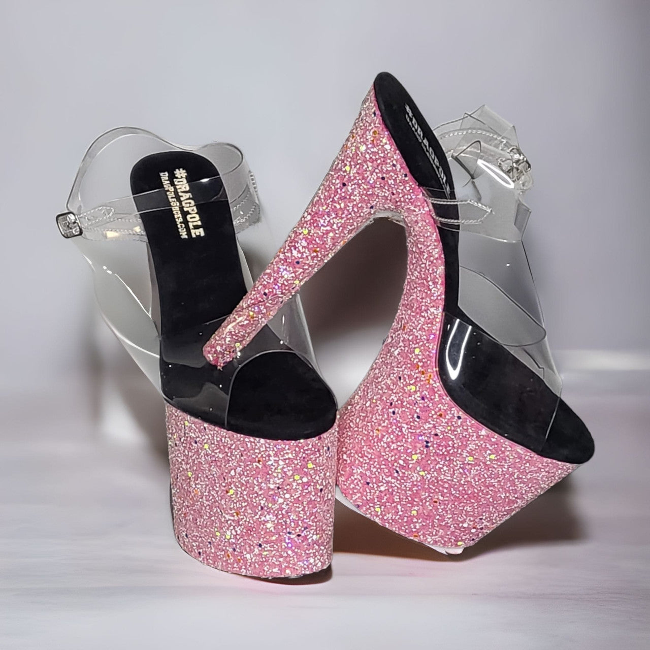 Pink Glitz Glitter Platform Stiletto Sandals