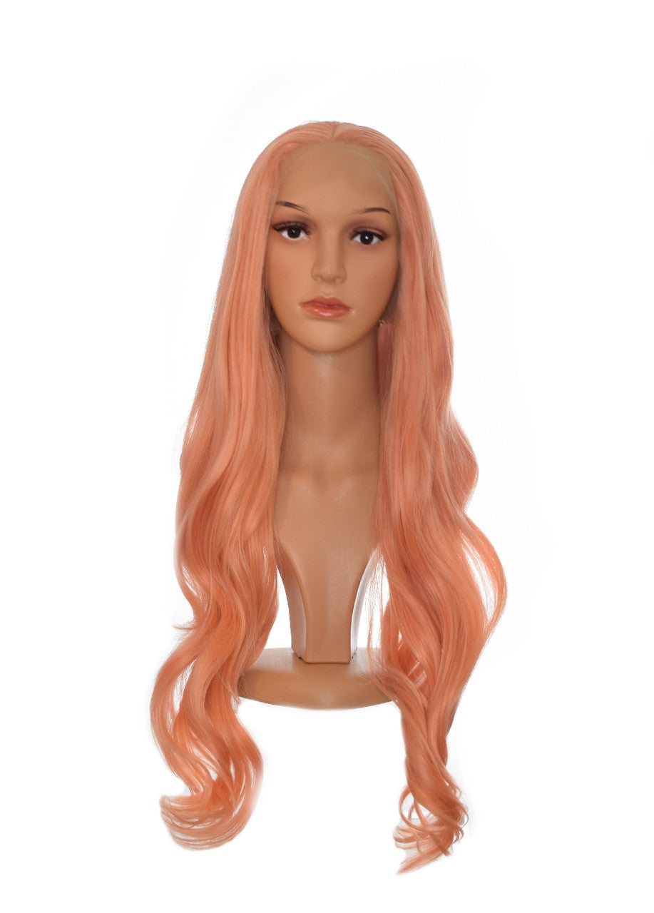 Apricot Pink Lace Front Wig. Pastel Lenka
