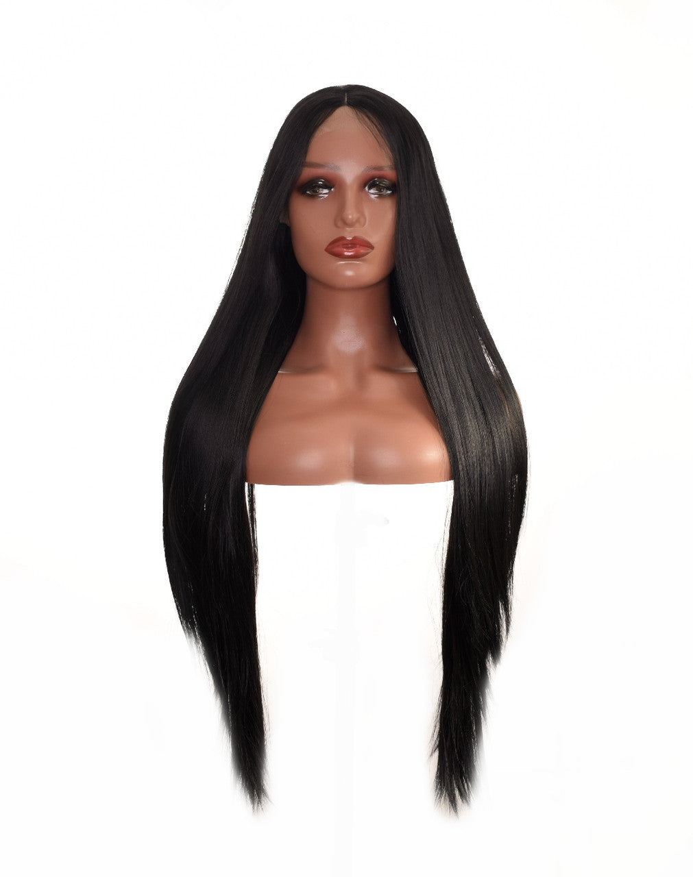 Black Godiva XL Lace Front Wig. 30 Inch Silky Straight. Vamp