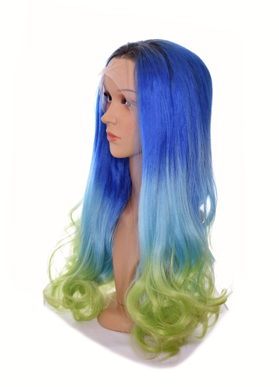 Aqua Marine Blue Green Ombre Lace Front Wig