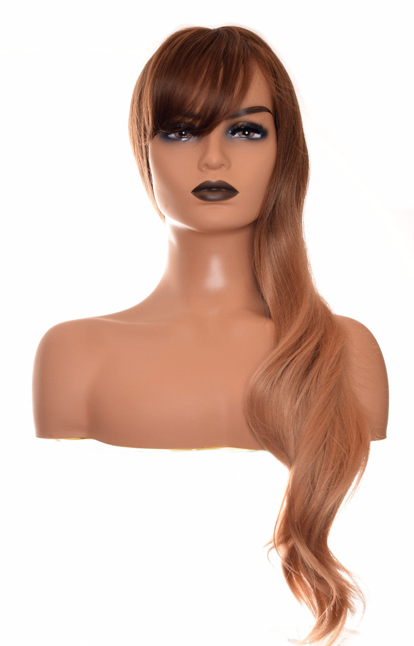 Caramel Long Ombre Wig. Bangs Fringe Krystal Wig