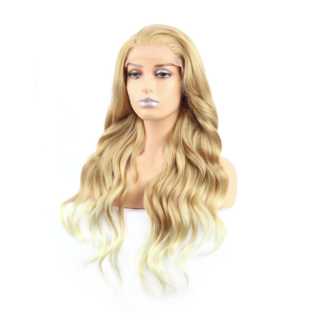 Golden Blonde Ombre Wavy Lace Front Wig. Honey