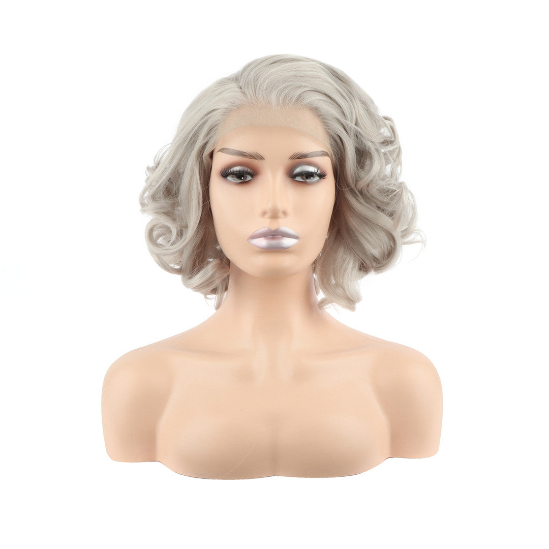 Grey Marilyn Style Lace Front Short Curly Wig. May CelebWigs