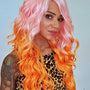 Citrus Doll Pink Orange Ombre Lace Front Wig.