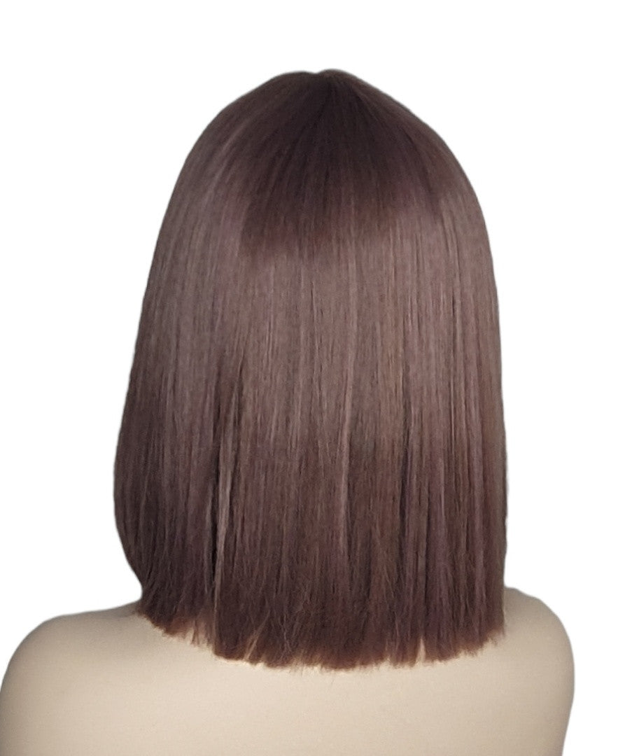 Mauve Brown Sleek Straight Blunt Bob Style Wig. Romance