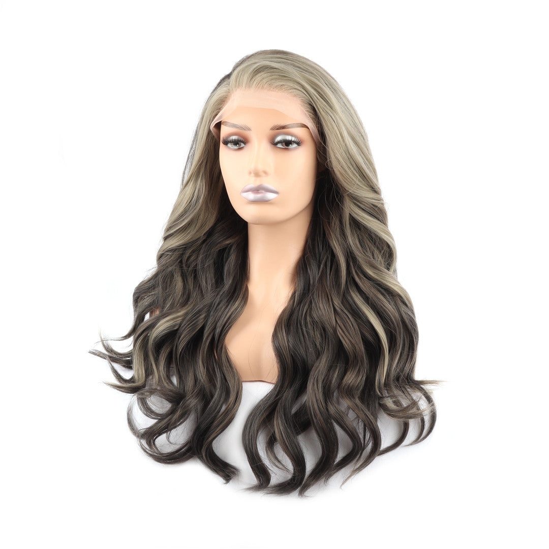 Dark Brown Blonde Ombre Curly Lace Front Wig. Izzy