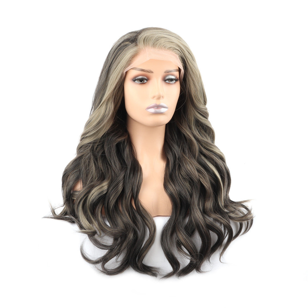 Dark Brown Blonde Ombre Curly Lace Front Wig. Izzy