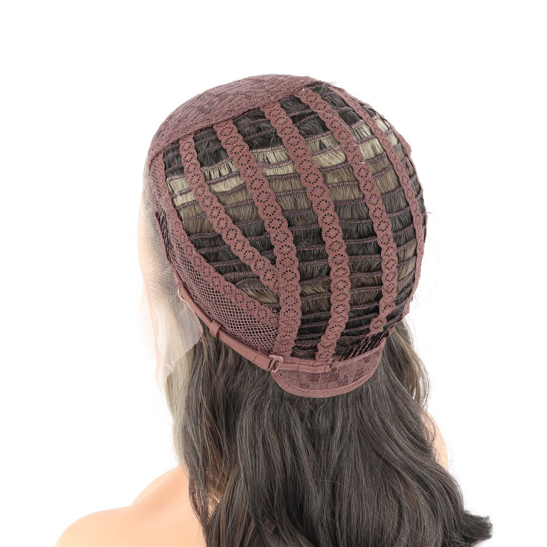 Dark Brown Blonde Ombre Curly Lace Front Wig. Izzy