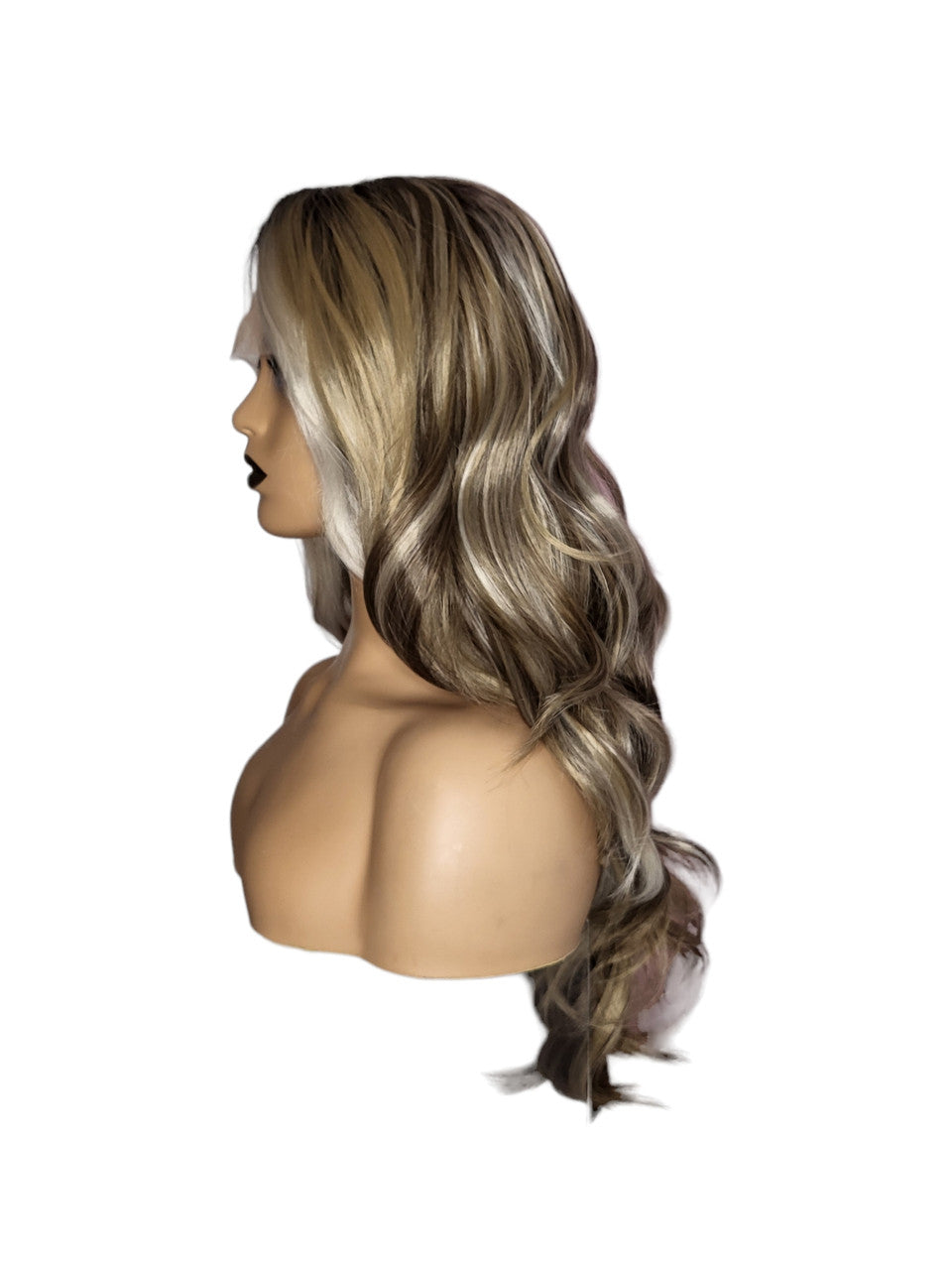 Long Wavy Multi Tonal Silver Blonde Lace Front Wig. Silvie