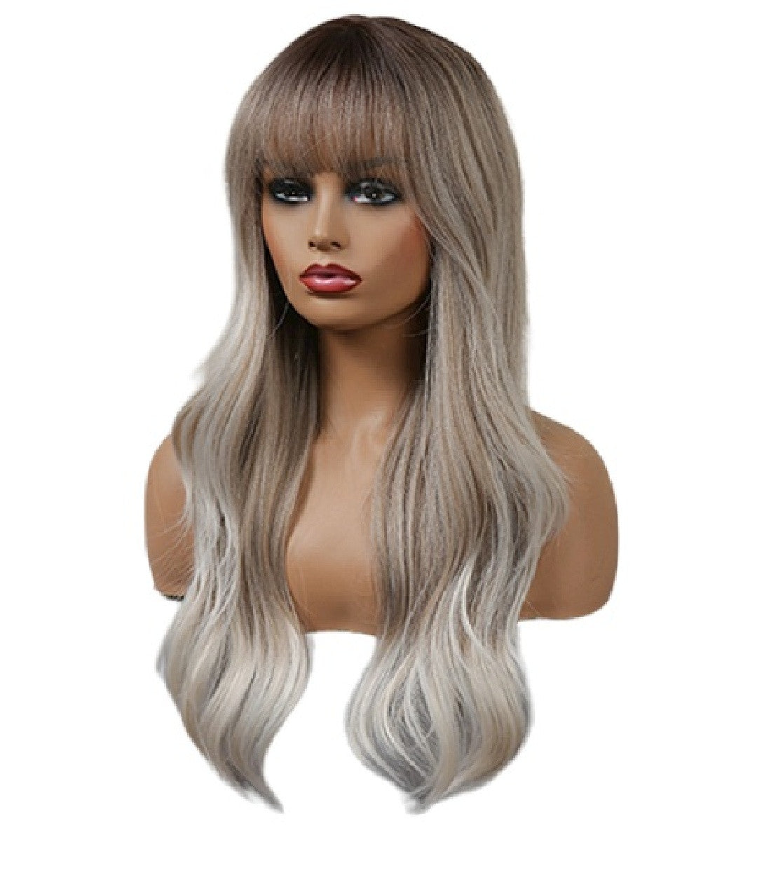 Ombre Silver Ash Blonde Wig With Fringe. Louisa
