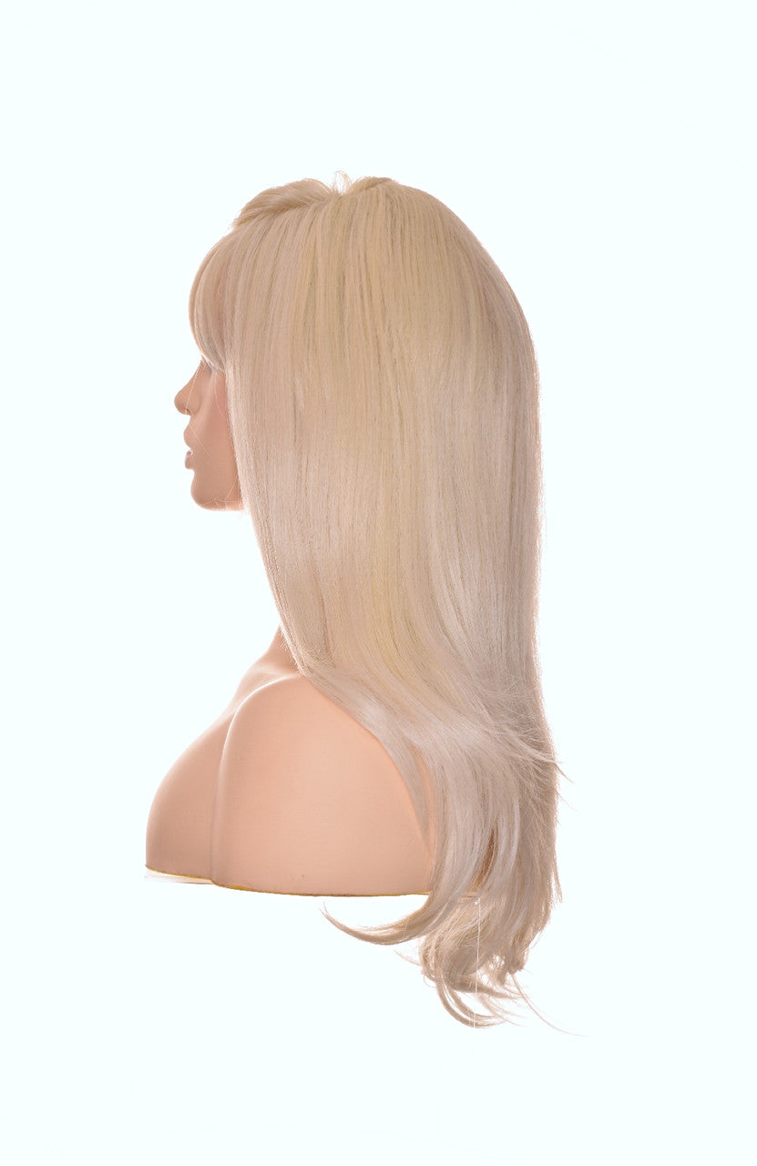 Platinum Blonde Wavy Wig With Bangs. Bardot Wig