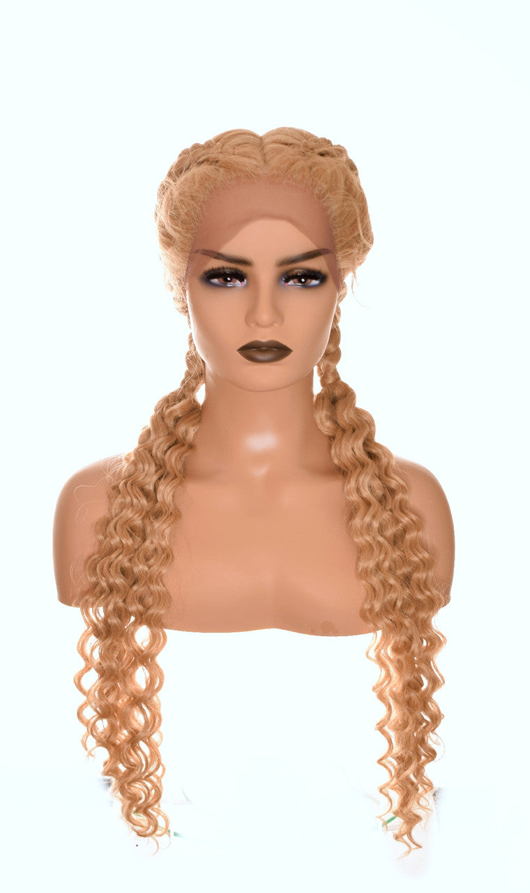 Honey Blonde Plaits Lace Front Wig. Rita Wig Twintails 