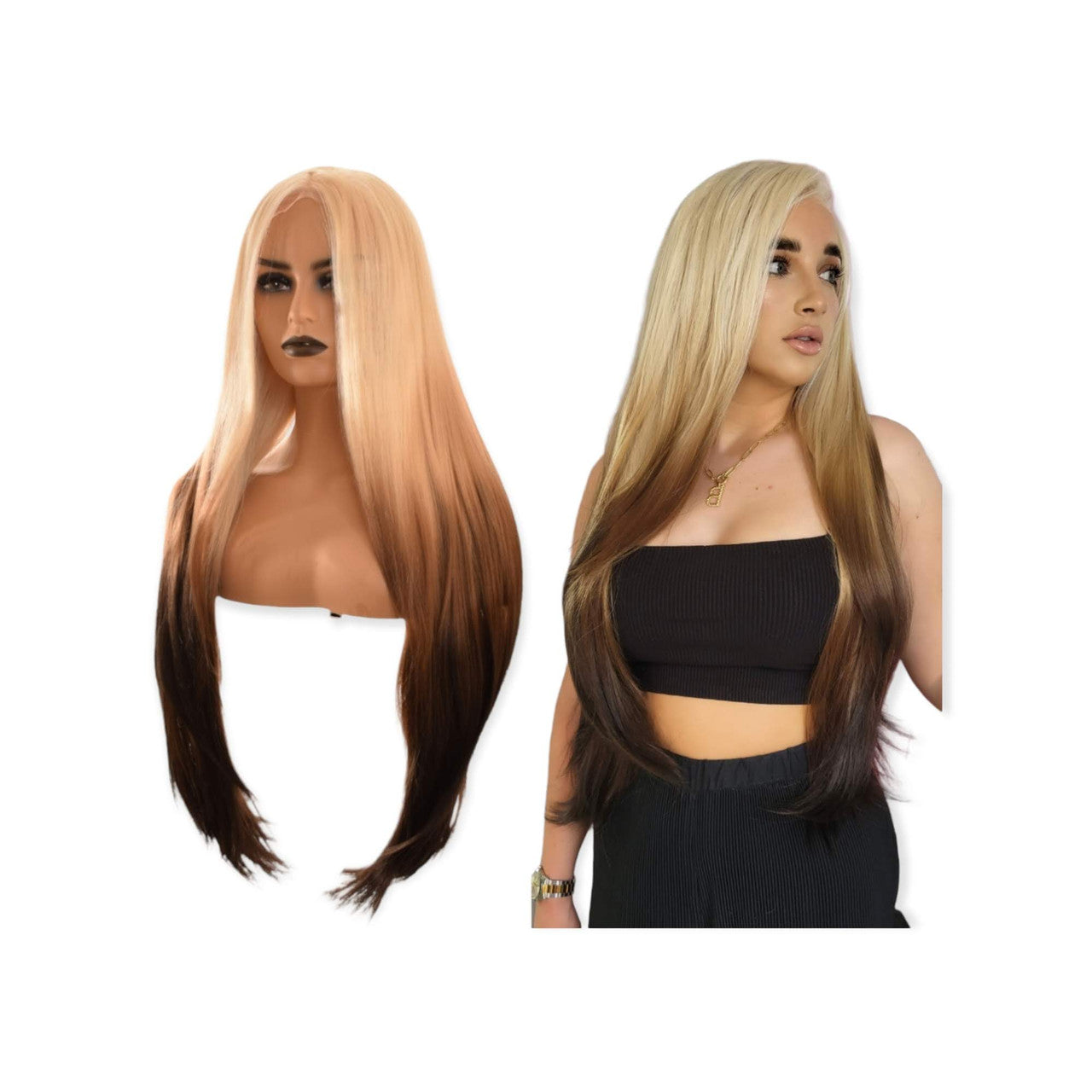 Blonde Brown Graduated Lace Front Long Wig. Sindy