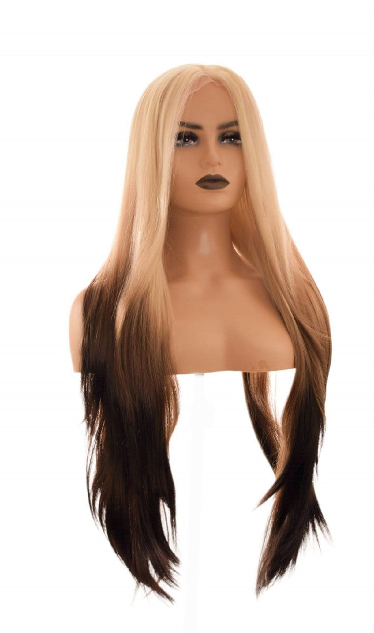Blonde Brown Graduated Lace Front Long Wig. Sindy