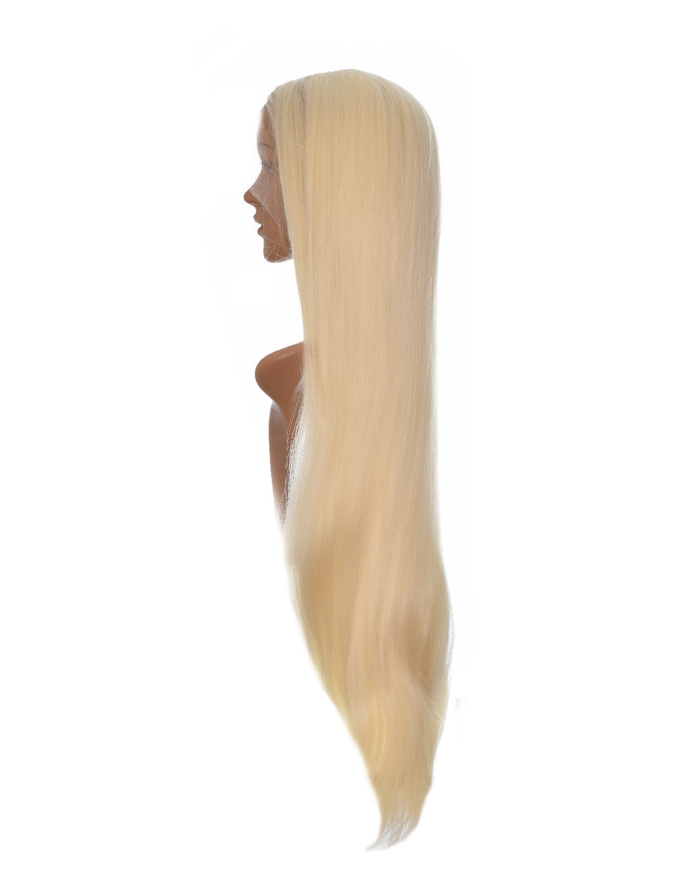 Blonde extra long lace front wig - Godiva - styling detail - CelebWigs