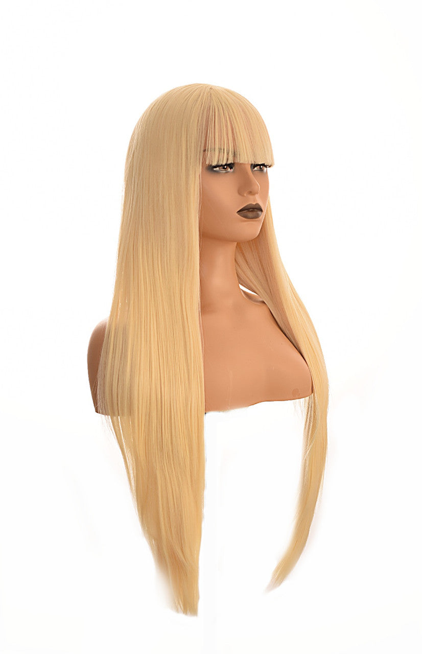 Blonde Lace Front Straight Style Wig With Bangs Fringe. Paris