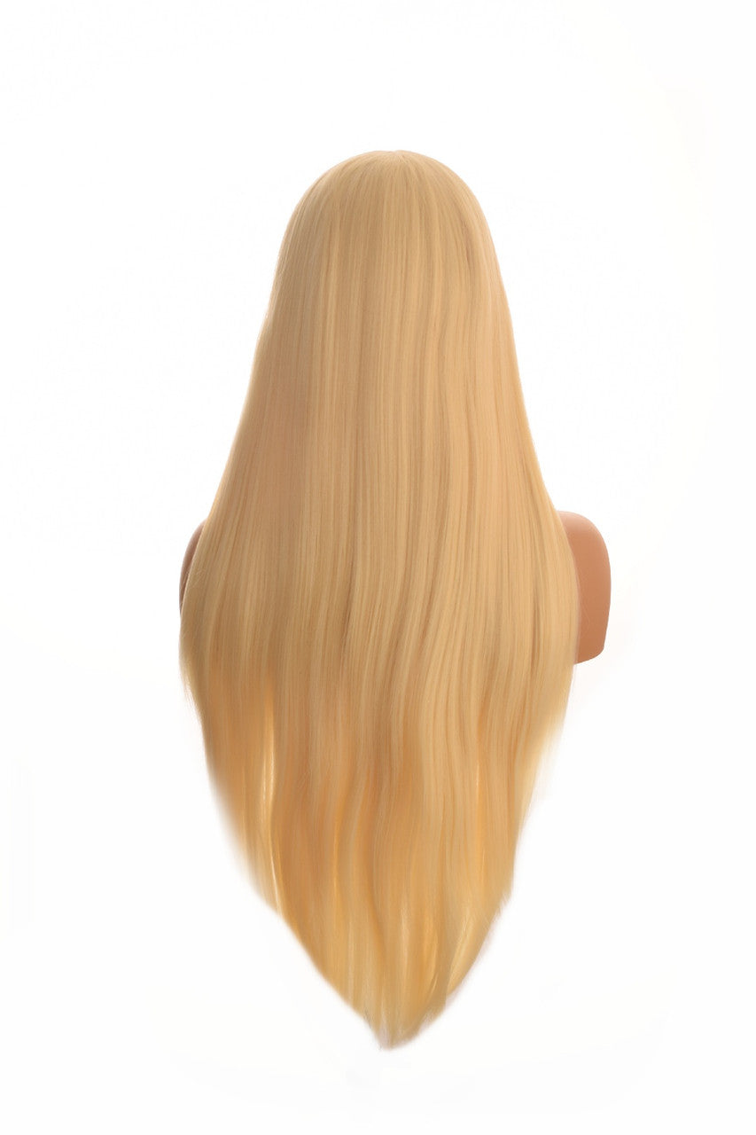 Blonde Lace Front Straight Style Wig With Bangs Fringe. Paris