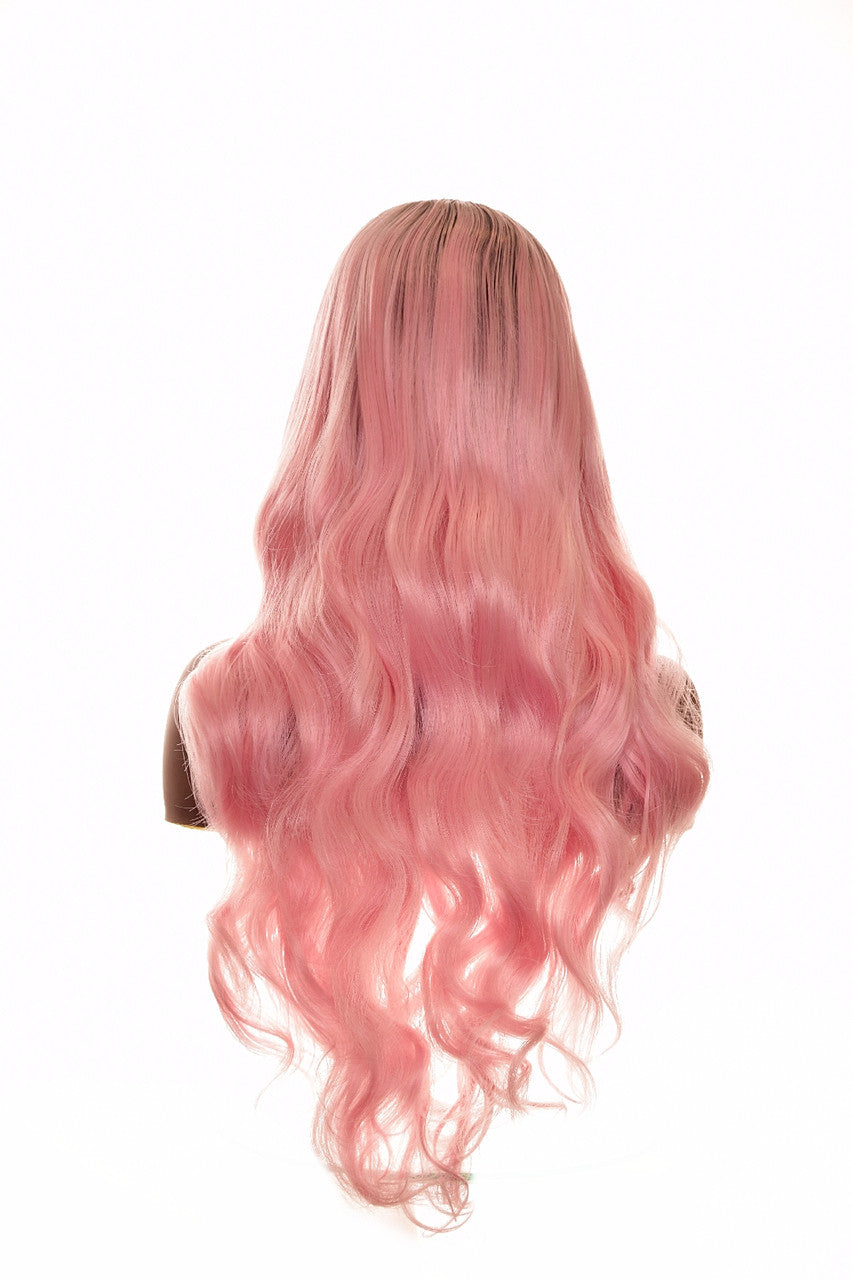 Candy Pastel Pink Long Lace Front Long Wig. Popsicle.