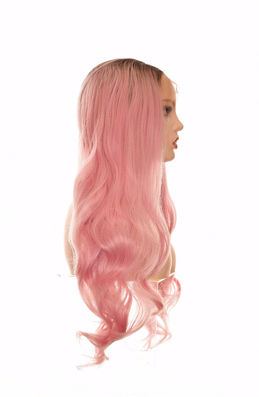 Candy Pastel Pink Long Lace Front Long Wig. Popsicle.