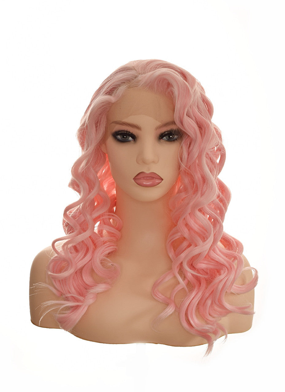Candy Pink Curl Lace Front Wig. Barbz