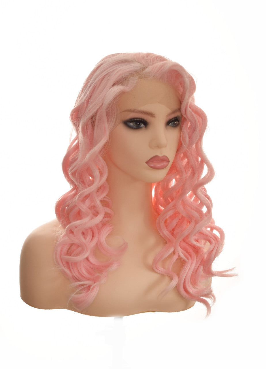  Candy Pink Curl Lace Front Wig. Barbz
