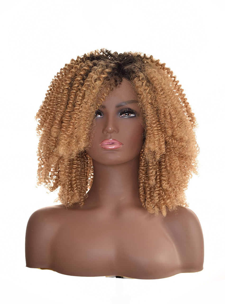 Caramel Spiral Curls Lace Front Wig. Fleur