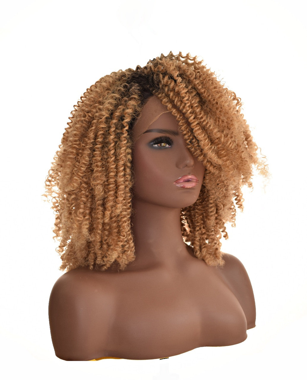 Caramel Spiral Curls Lace Front Wig. Fleur
