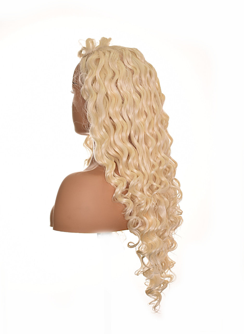 Platinum Blonde Lace Front Wig. Khalessi Curly Long Wig.